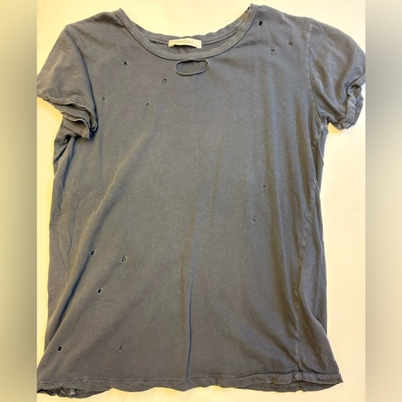 Ragdoll 100% Cotton Grey distressed destroyed short sleeve top women's size S - Picture 3 of 11